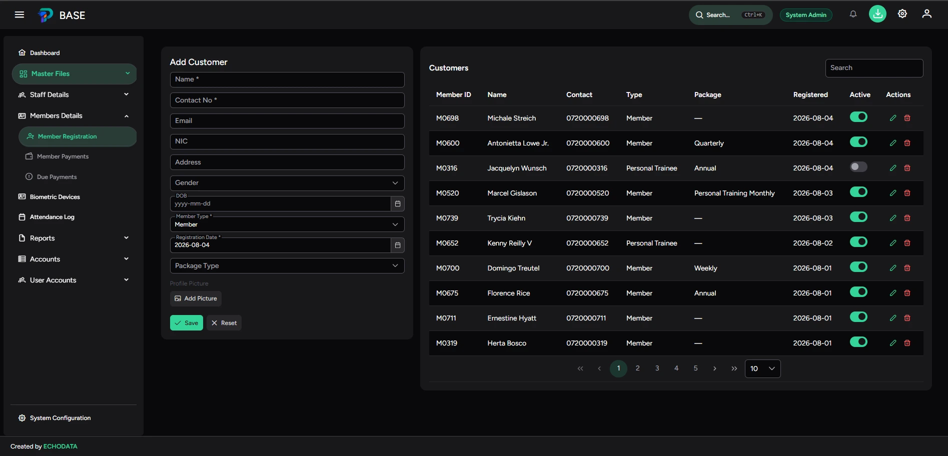 Member registration dark theme