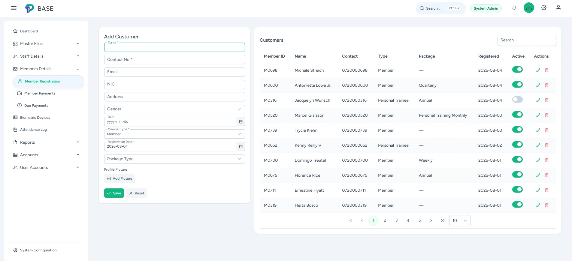 Member registration light theme