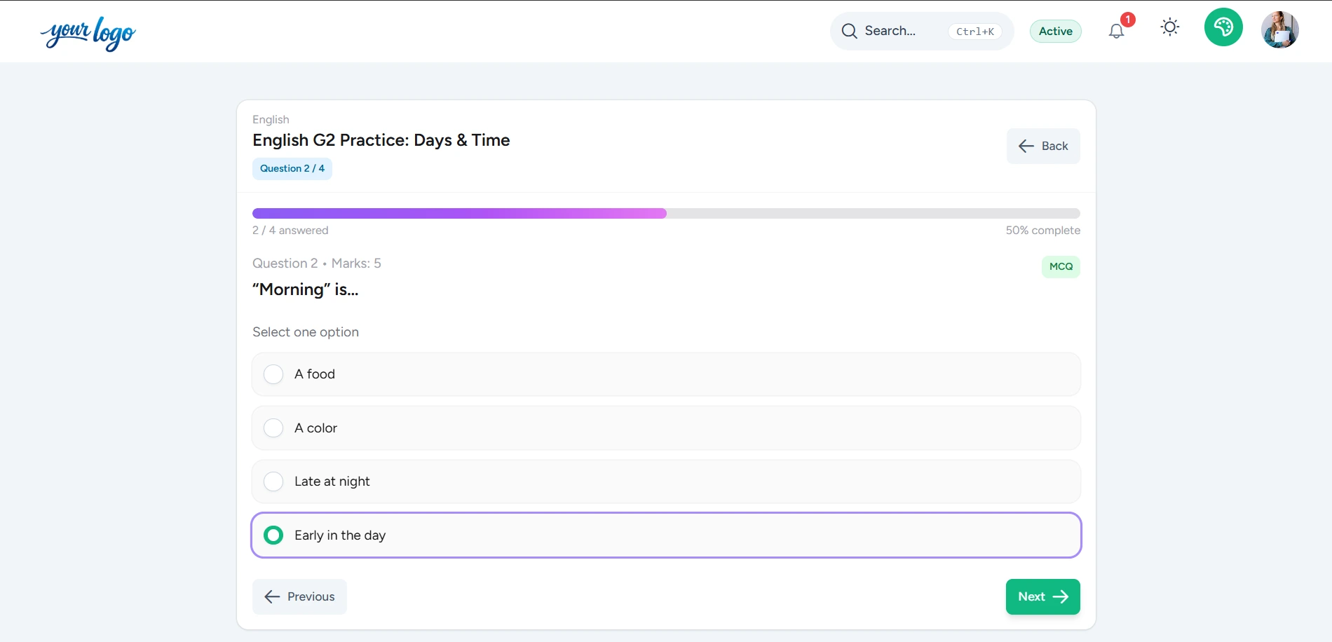 Practice exams light theme