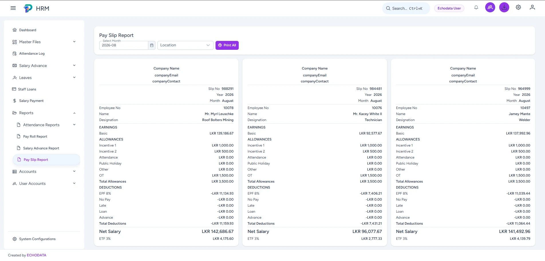 Payslip report light theme