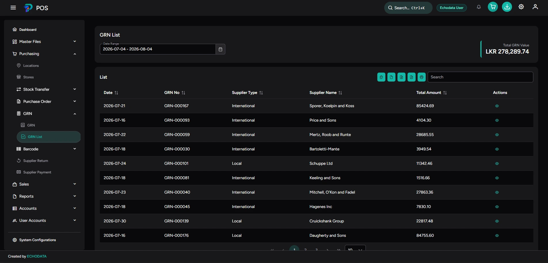 Goods received notes dark theme